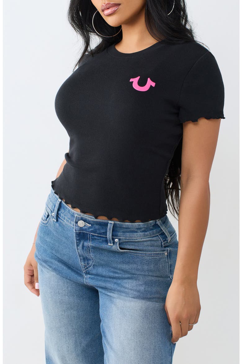 Wings Lettuce Edge Rib Baby Tee, Alternate, color, JET BLACK
