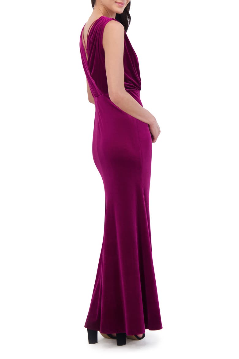 Sleevless Velvet Trumpet Gown, Alternate, color, FUCHSIA