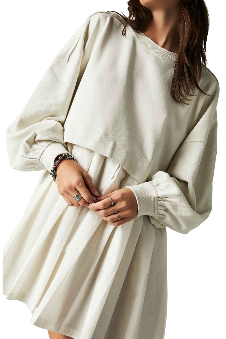 Eleanor Layered Sweatshirt Minidress, Alternate, color, GREY COMBO