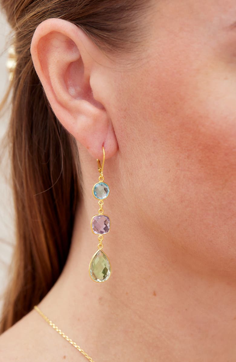 SAVVY CIE JEWELS Multi Stone Drop Earrings, Alternate, color, Yellow