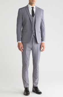 Gino Vitale Skinny Fit Solid Stretch Three Piece Suit