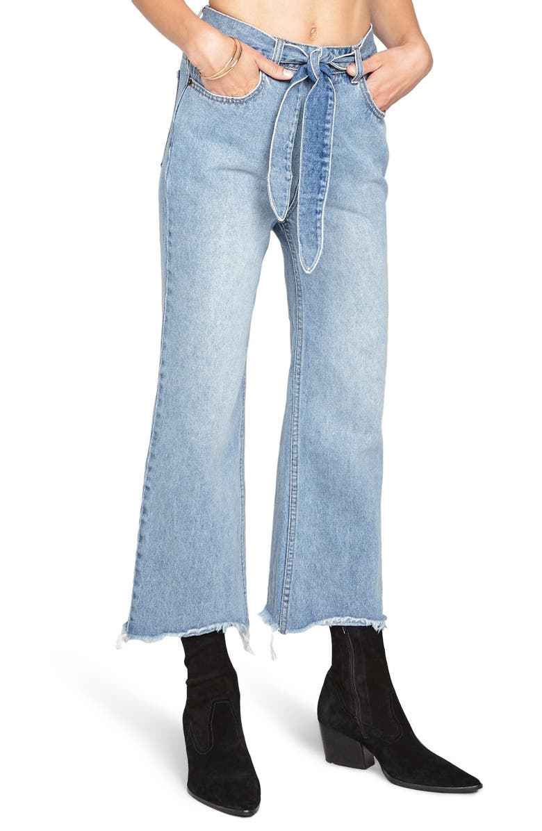 Amuse Society All Tied Up Crop Flare Jeans, Main, color,