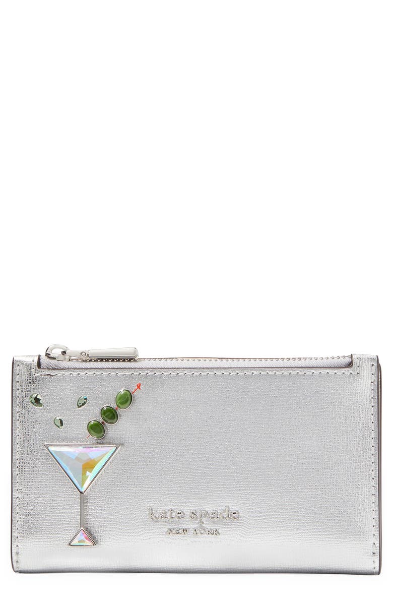 Kate Spade New York shaken not stirred embellished leather wallet, Main, color, 
