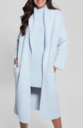 GUESS Vero Fuzzy Shawl Collar Longline Cardigan