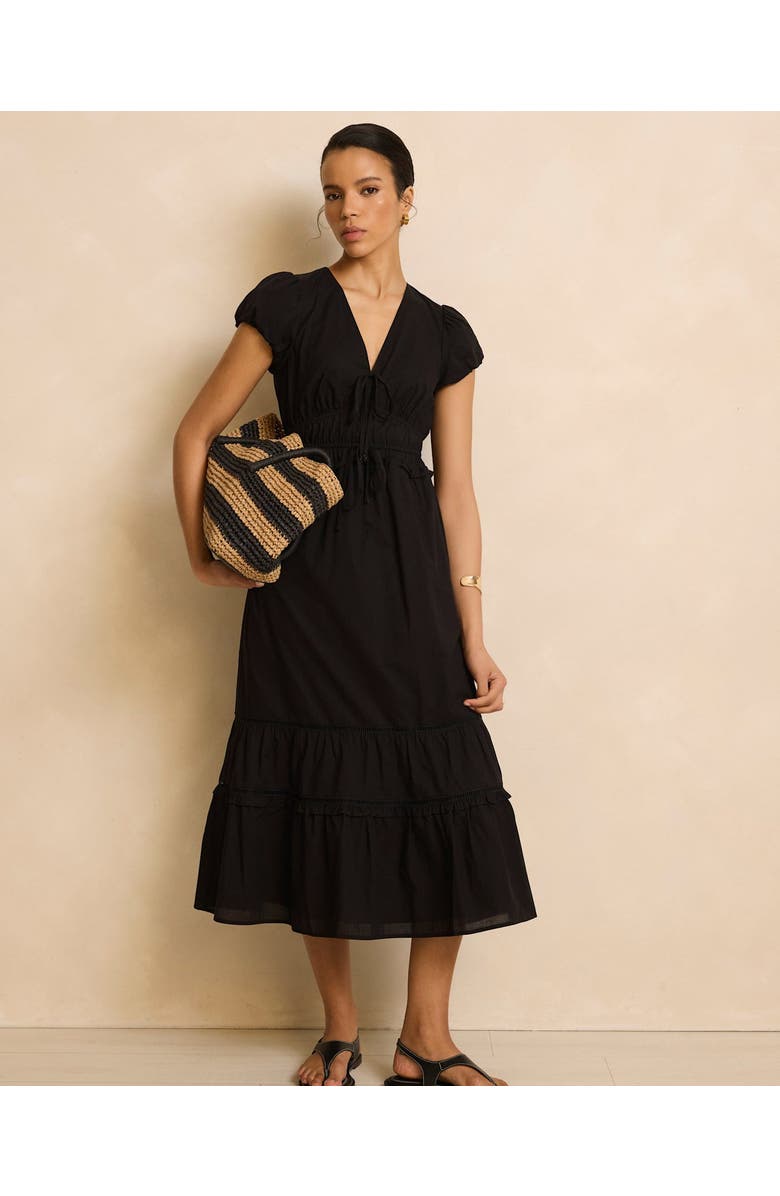 MINT VELVET Cotton Midi Dress, Alternate, color, Black