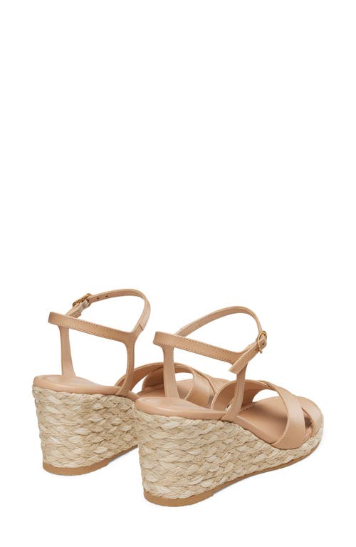 Stuart Weitzman Dayna Leather Crisscross Espadrille Sandals In Adobe/natural