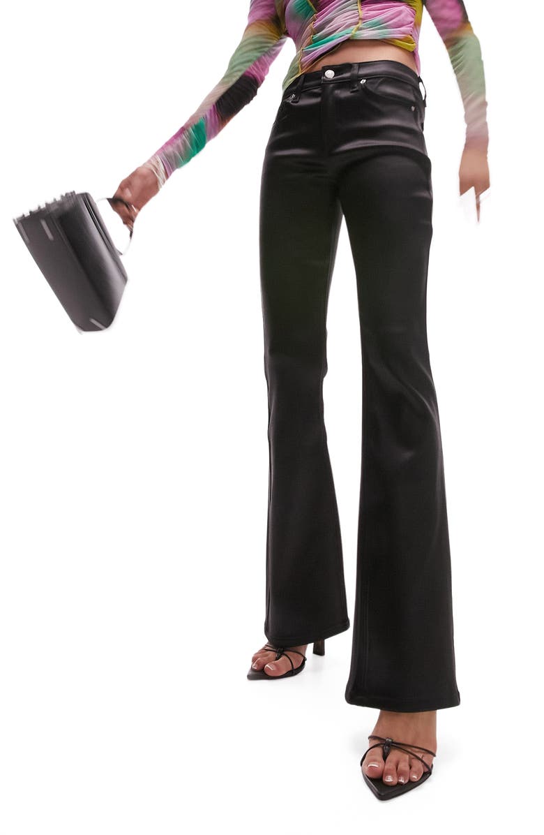 Topshop Coated Bootcut Jeans, Main, color,