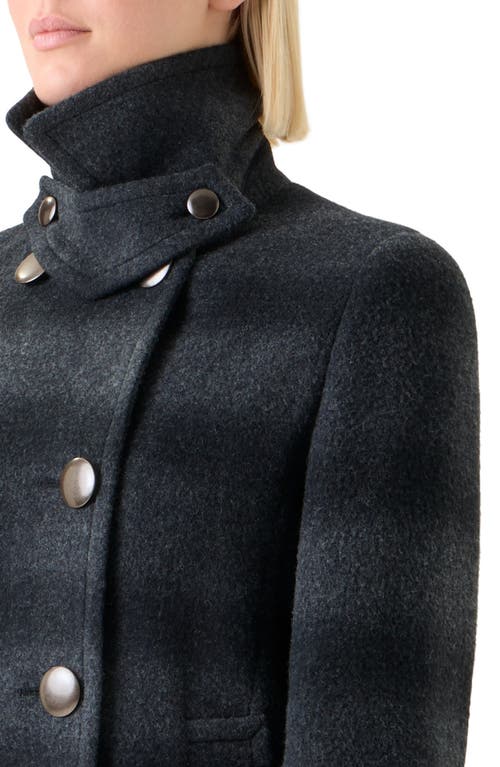 Akris Punto Blurred Check Brushed Wool Peacoat In Black