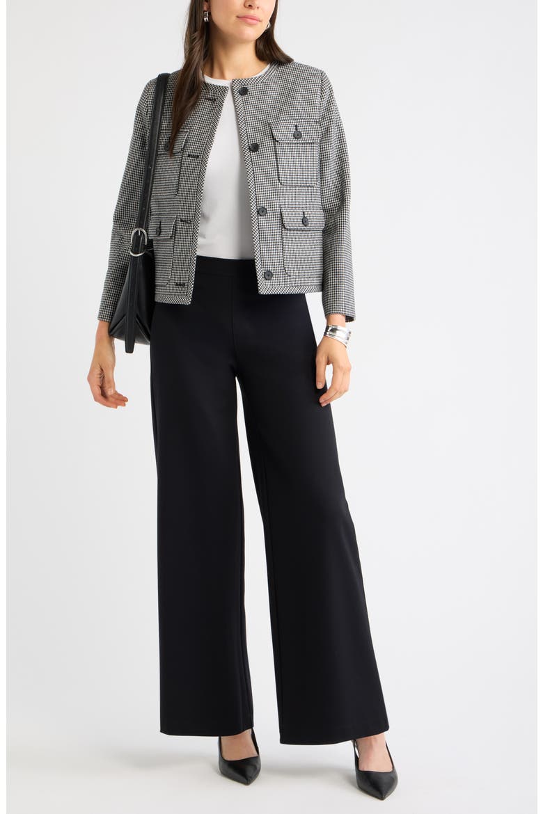 Ponte High Waist Wide Leg Pants, Alternate, color, BLACK