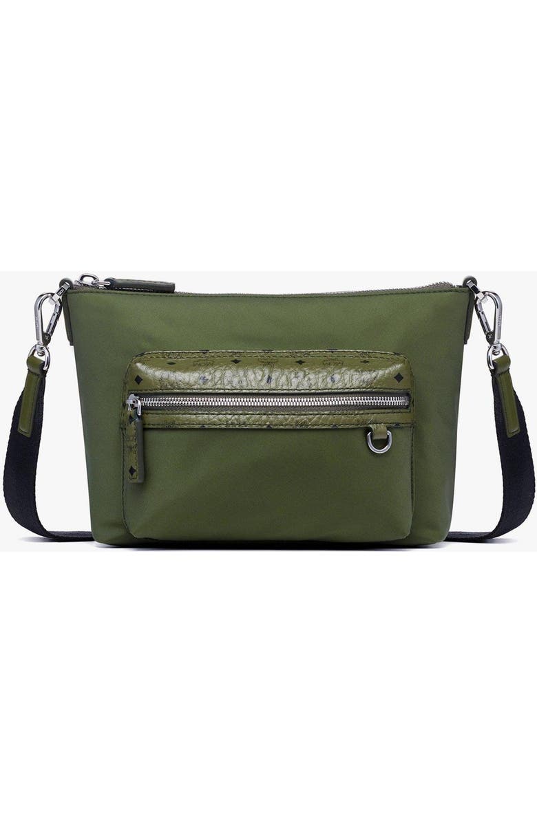 MCM Aren Crossbody in Nylon and Leather, Main, color, Khaki Moss