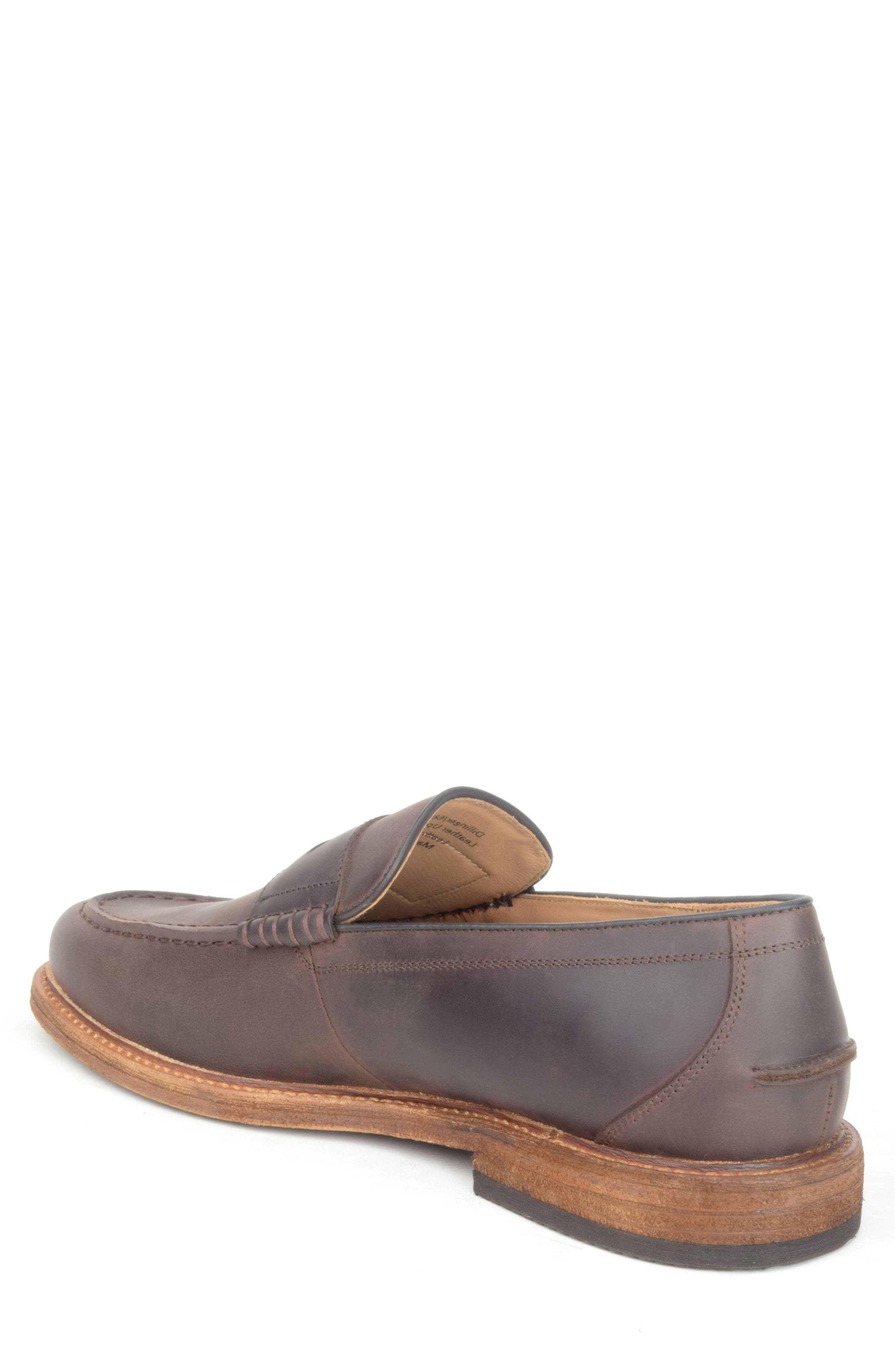 Dillinger Moc Toe Penny Loafer, Alternate, color, DARK BROWN