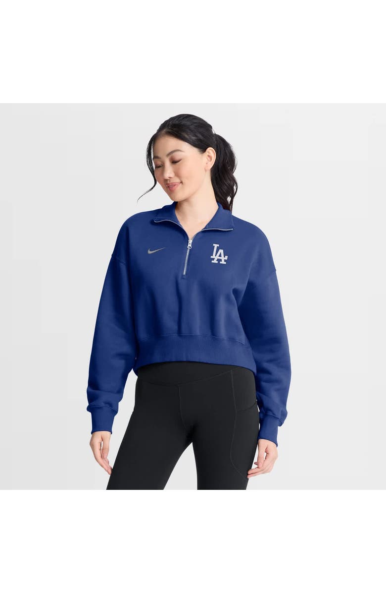 Nike Women's Nike Royal Los Angeles Dodgers Primetime Phoenix Fleece Half-Zip Sweatshirt, Main, color, Royal