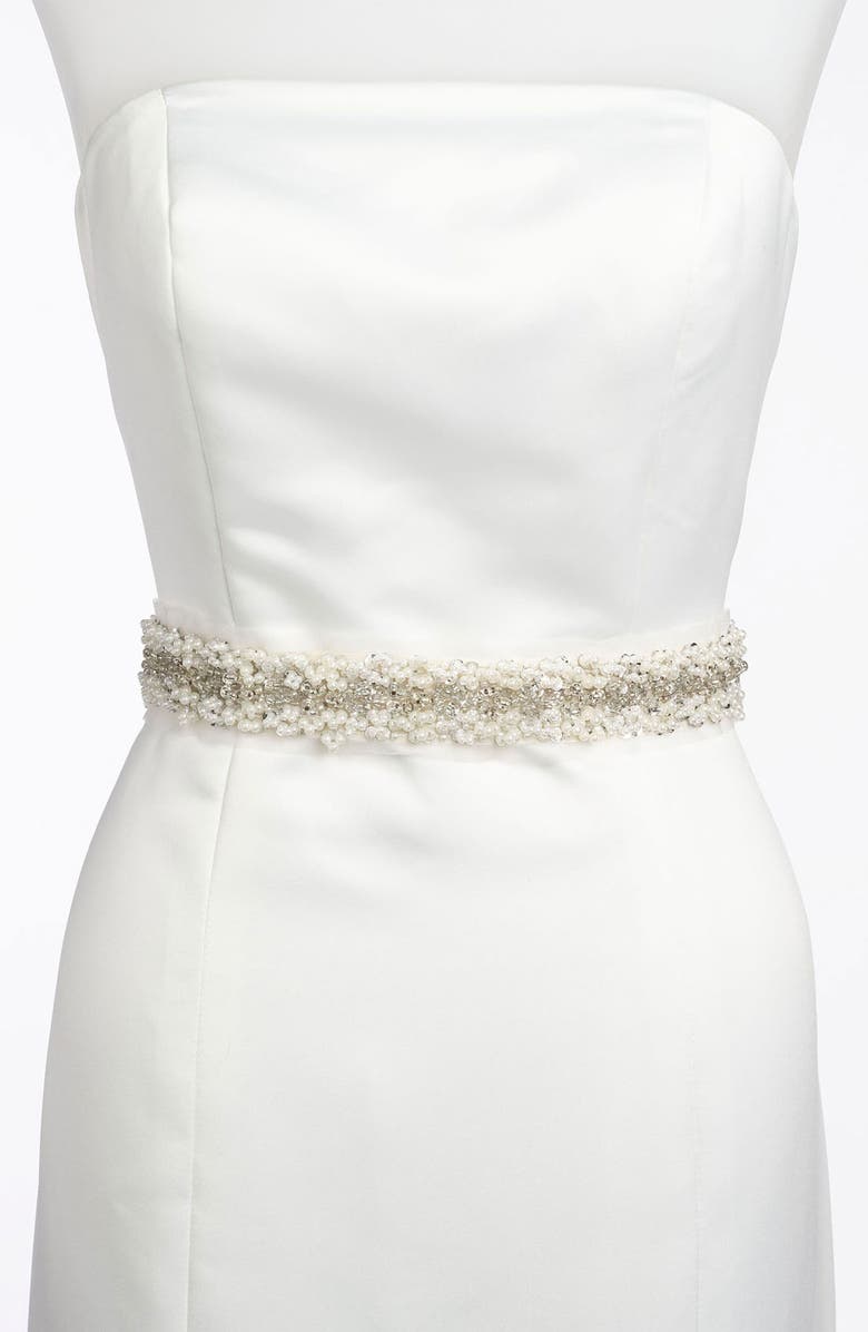 Cara Chiffon & Faux Pearl Sash, Alternate, color, 