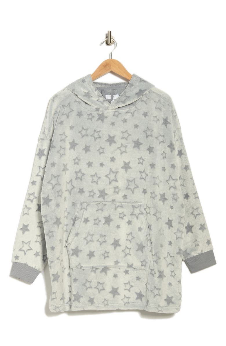 JACLYN Oversize Plush Fleece Hoodie, Alternate, color, Laria Mono Stars Light Gray