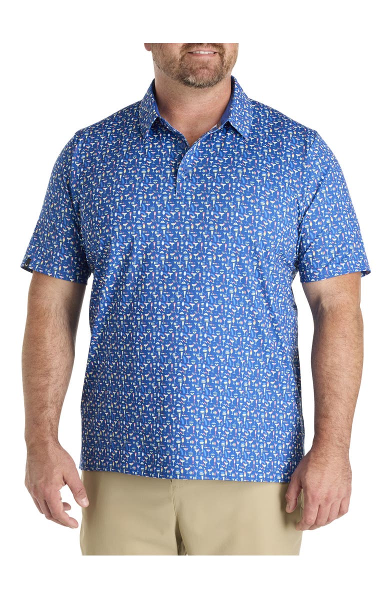 Callaway Big & Tall Cocktail Print Performance Polo Shirt, Main, color, Galaxy Blue