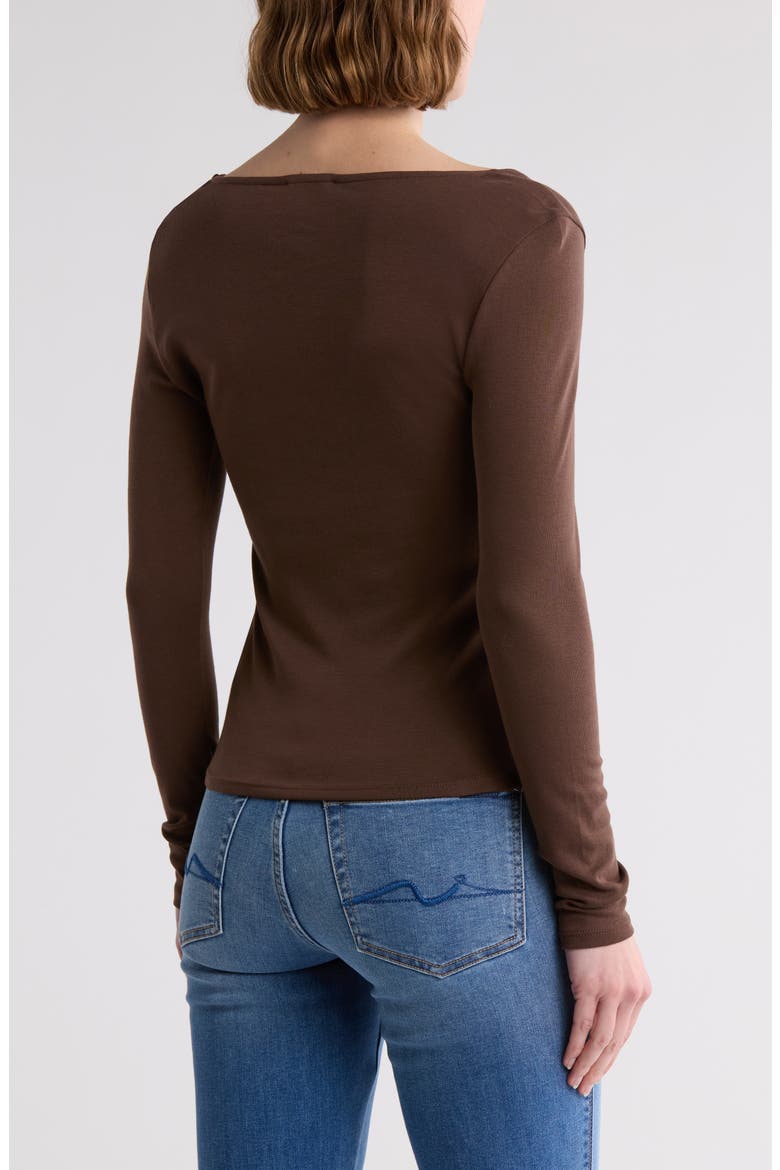 Long Sleeve Square Neck Top, Alternate, color, HOT FUDGE
