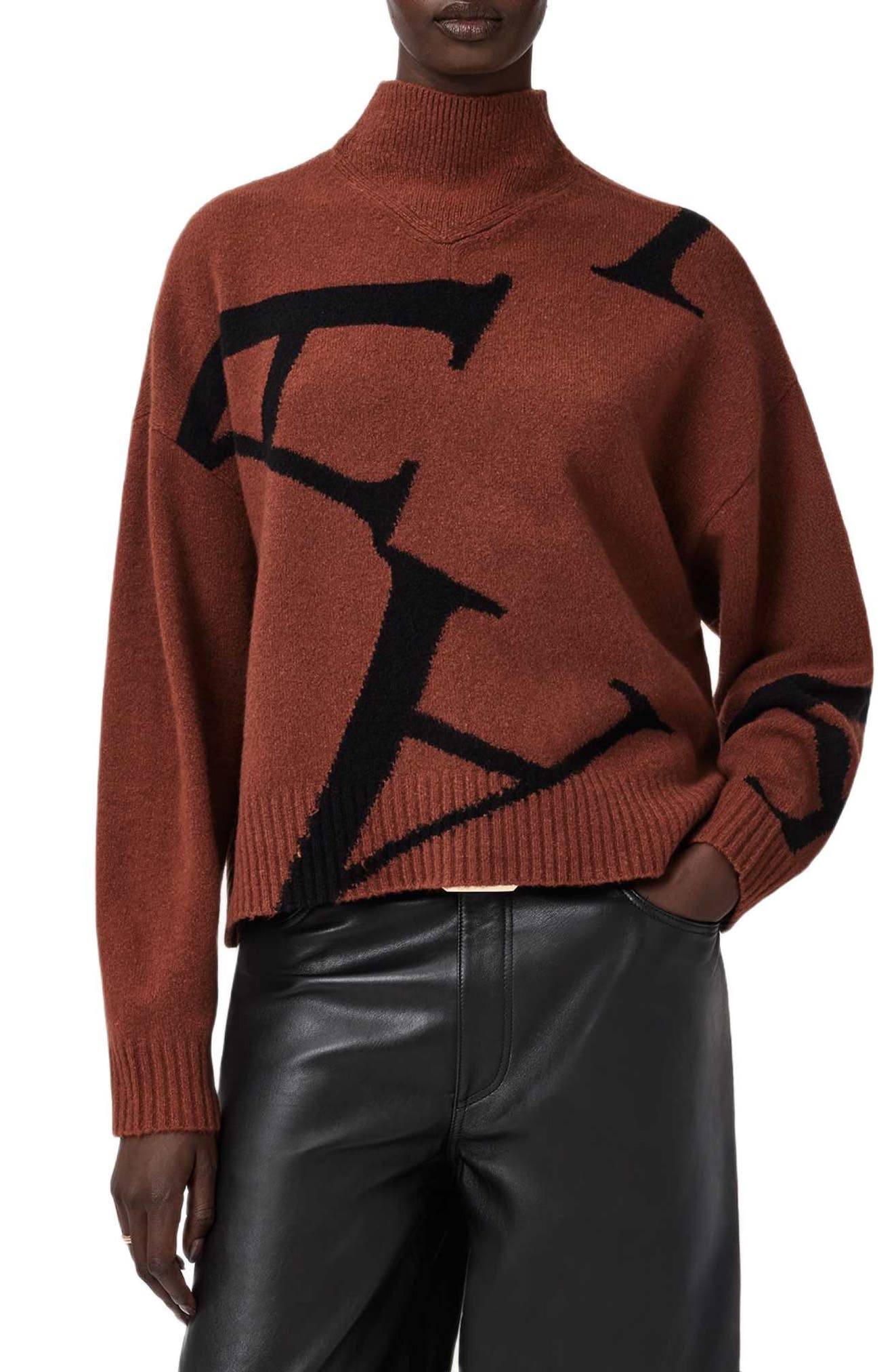 Allsaints A Star Wool Blend Sweater In Brown