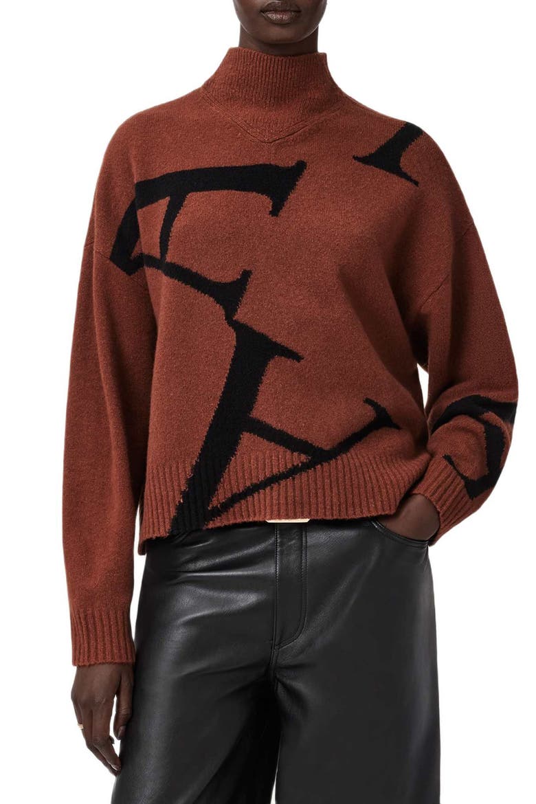 A Star Turtleneck Sweater, Main, color, CHESTNUT BROWN/ BLACK