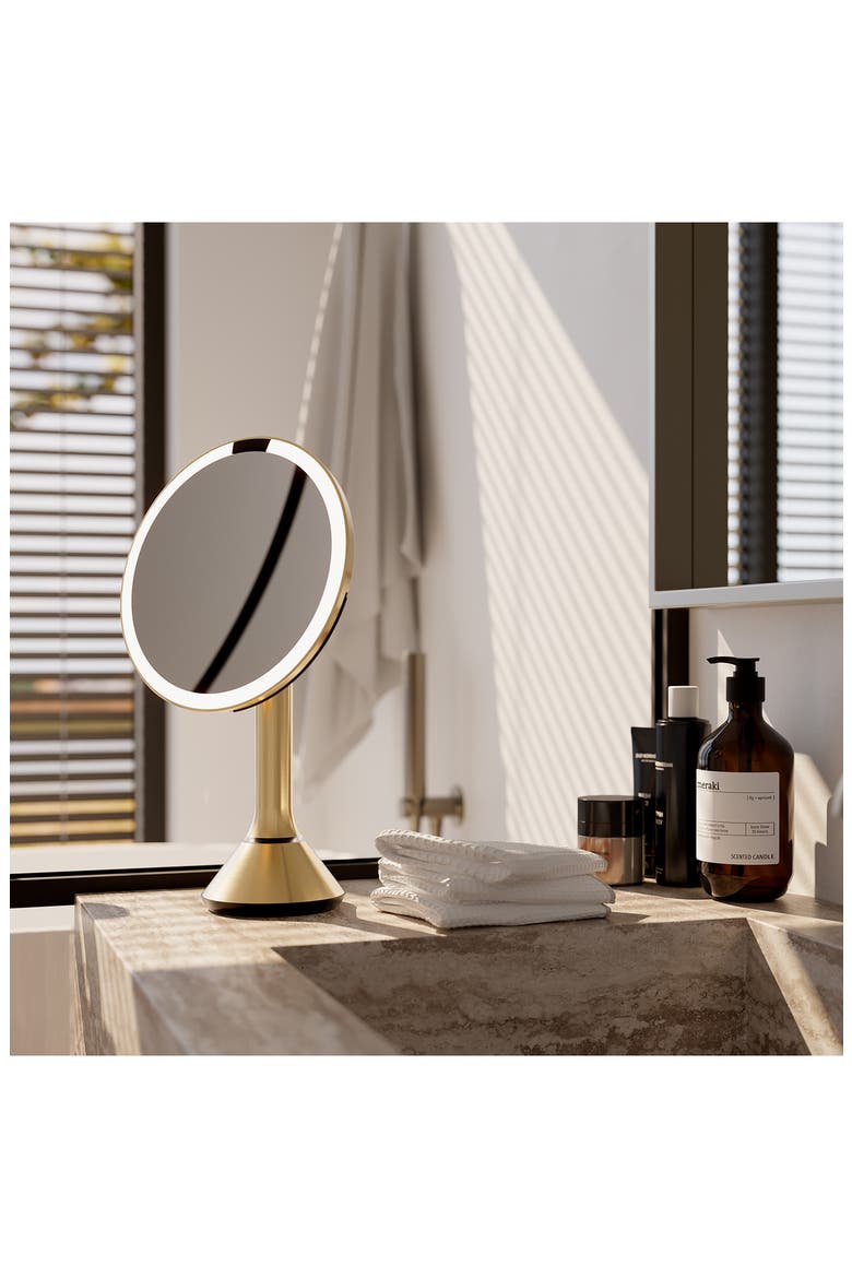 8-Inch Sensor Rechargeable Tabletop Mirror, Alternate, color, BRASS