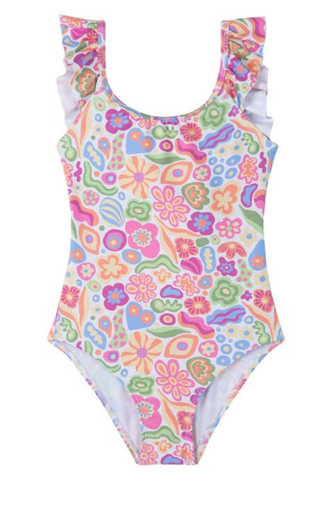 Under the Sea Square Neck Ruffle One Piece