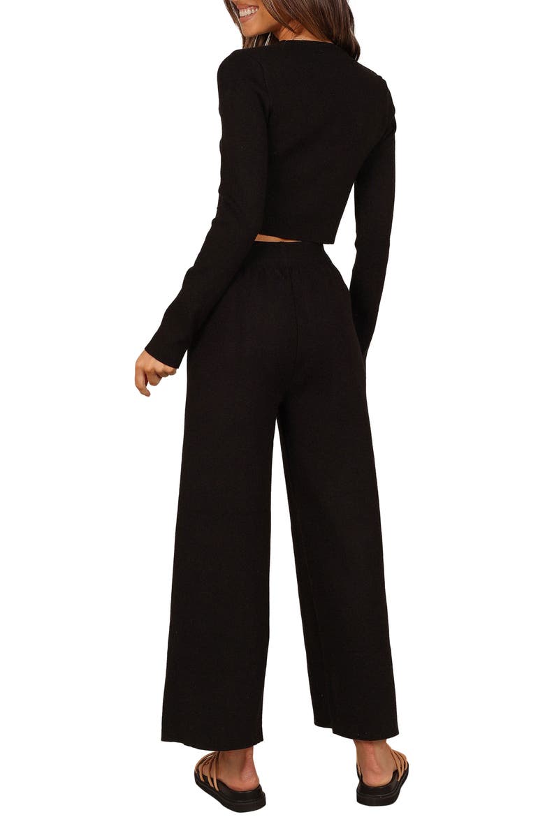 Ayers Long Sleeve Rib Top & Wide Leg Pants, Alternate, color, BLACK