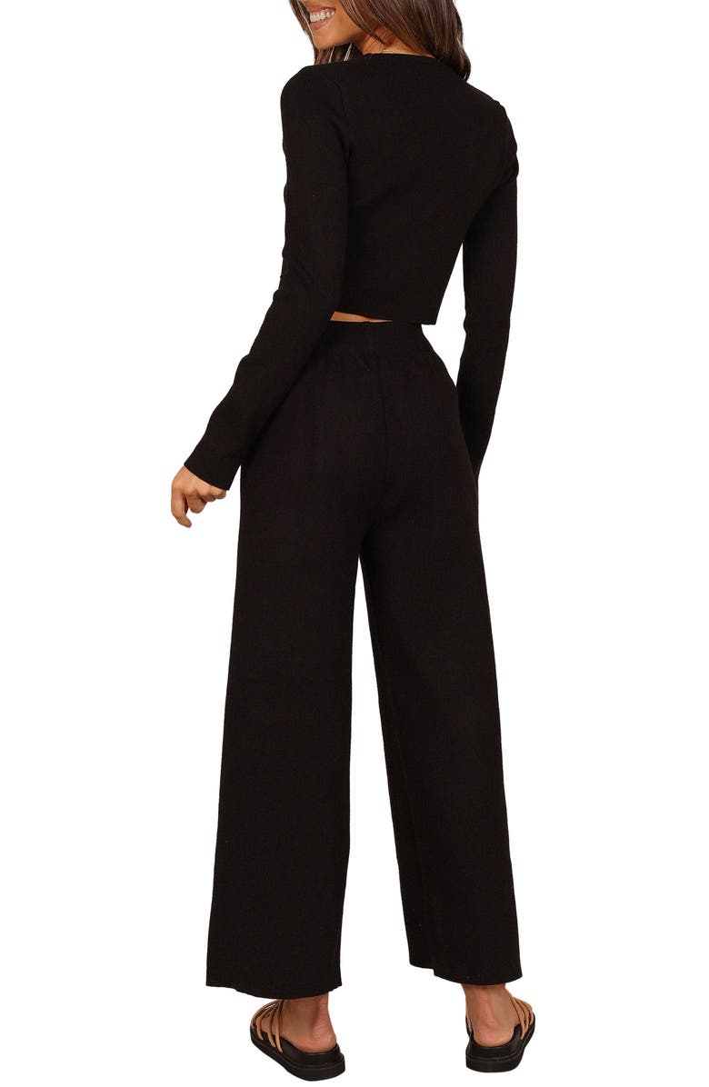 Petal & Pup Ayers Long Sleeve Rib Top & Wide Leg Pants, Alternate, color, Black