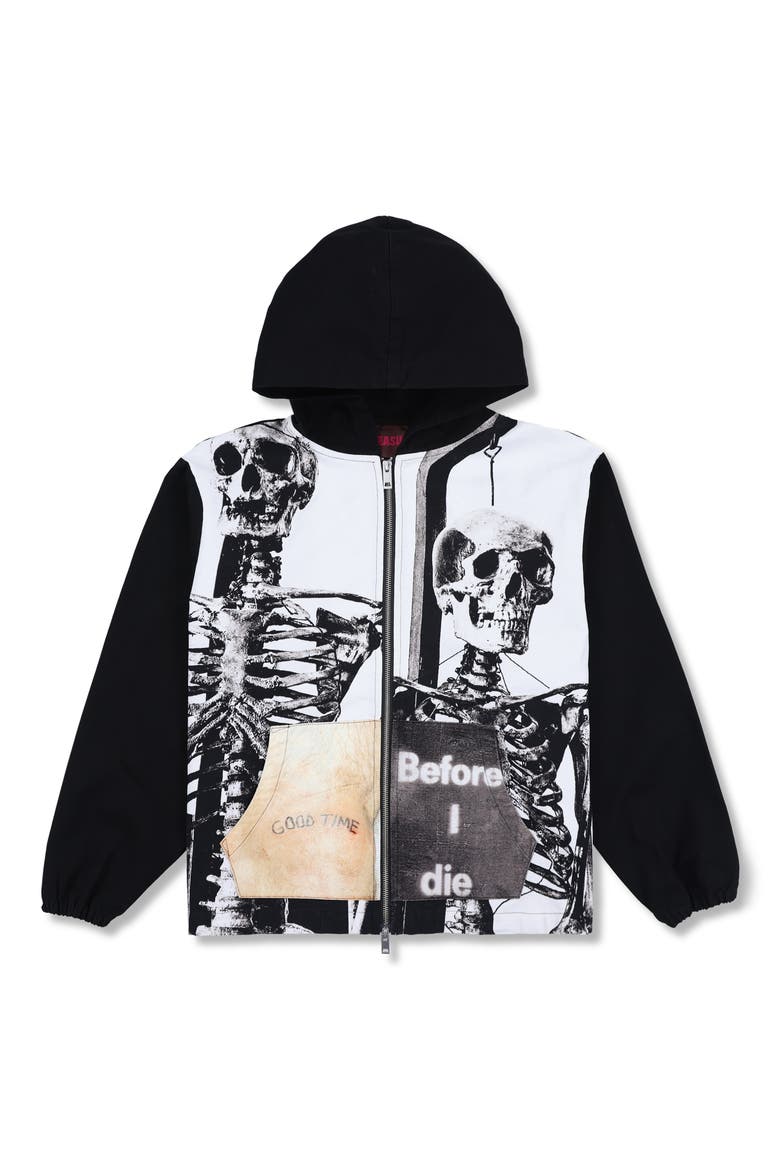 Good Time Poncho Zip Graphic Hoodie, Alternate, color, BLACK