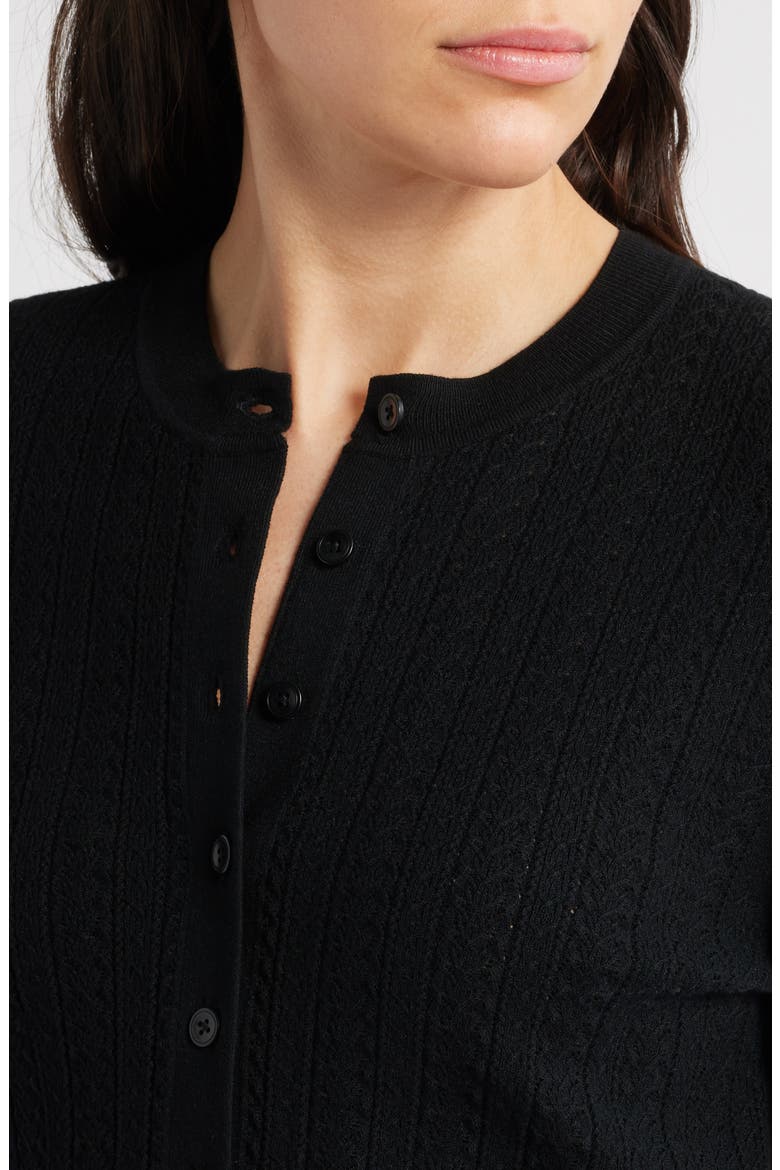 The Signature Open Knit Cardigan, Alternate, color, BLACK