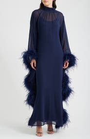 Hutch Sheer Feather Trim Dress
