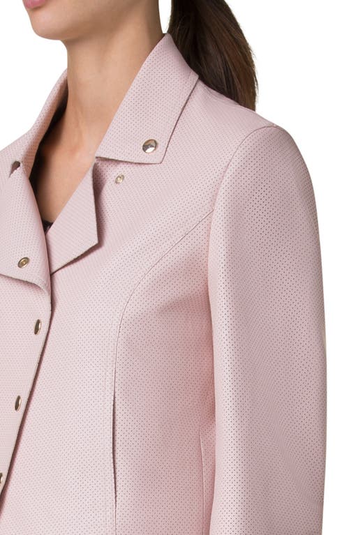 Akris Punto Pin Dot Lambskin Leather Snap Jacket In Rose