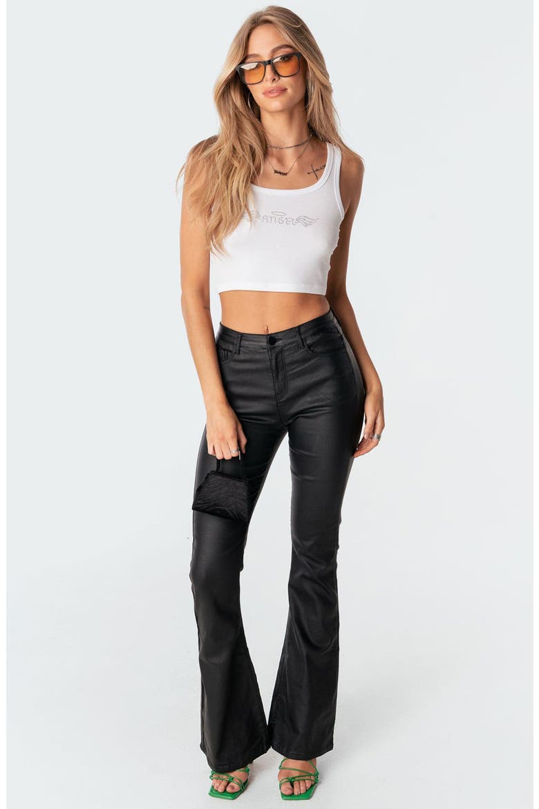 Luna Faux Leather Flare Leg Pants, Alternate, color, BLACK