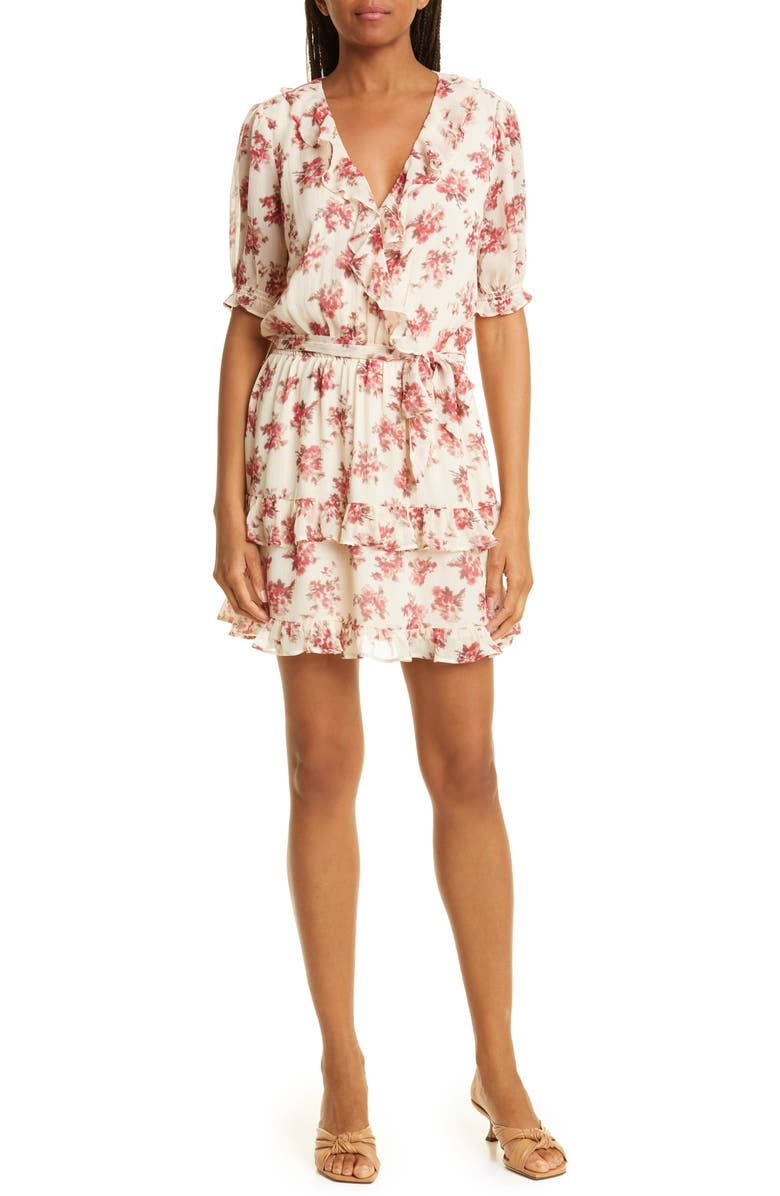PAIGE Evonna Floral Silk Faux Wrap Dress, Main, color, 