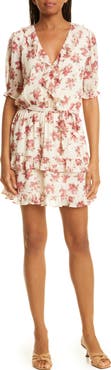 PAIGE Evonna Floral Silk Faux Wrap Dress