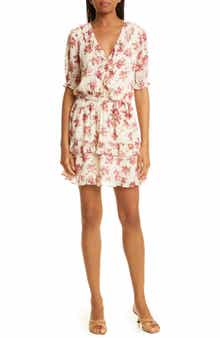 PAIGE Evonna Floral Silk Faux Wrap Dress