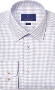 David Donahue Slim Fit Microcheck Stretch Cotton Twill Dress Shirt