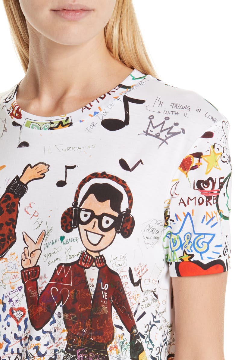Dolce&Gabbana Graffiti Cartoon Graphic Tee, Alternate, color,