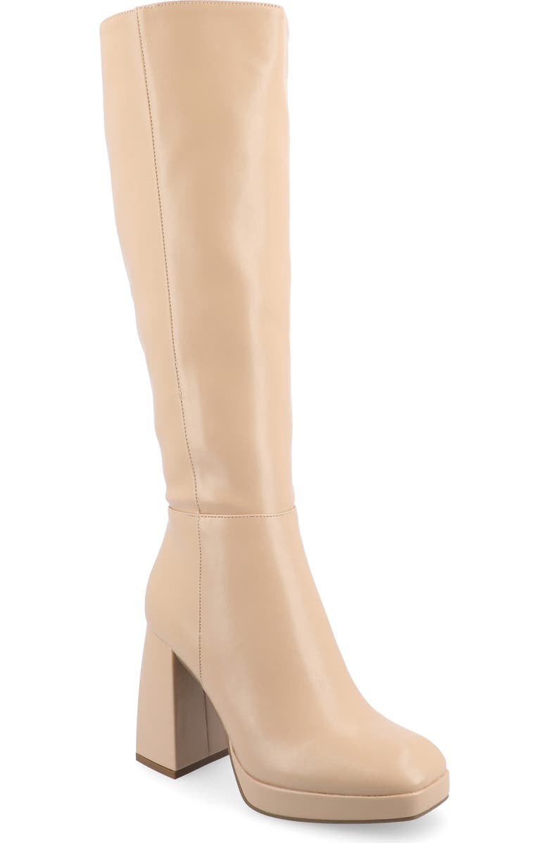 Journee Collection Mylah Block Heel Boot, Main, color, Beige