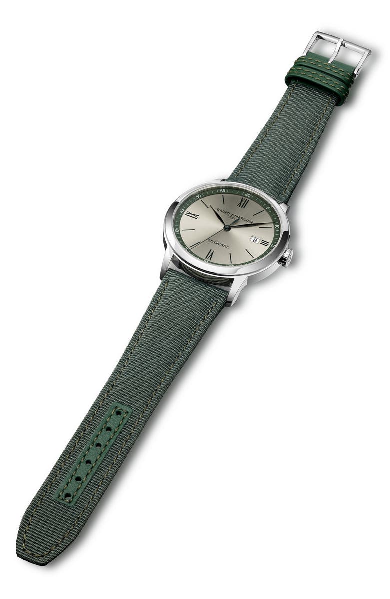 Baume & Mercier Classima 10696 Automatic Canvas Strap Watch, 42mm, Alternate, color, Beige