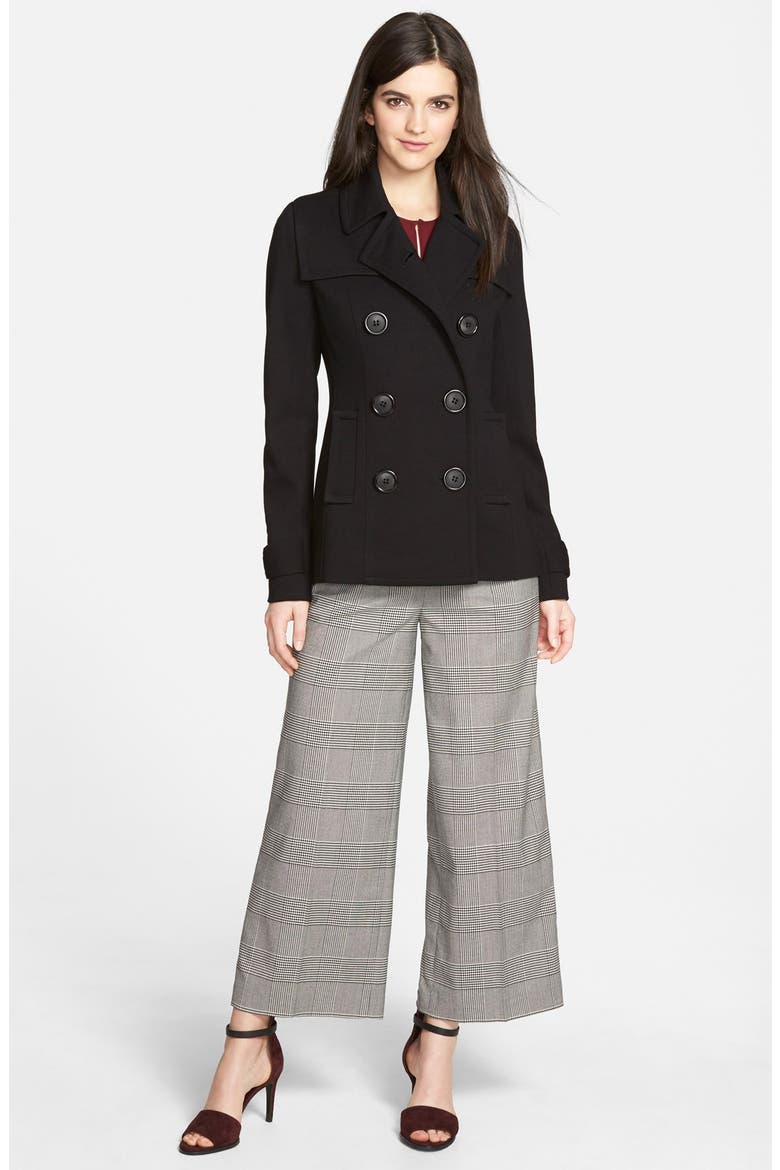Wide Leg Plaid Culottes (Nordstrom Exclusive), Alternate, color, RICH BLACK