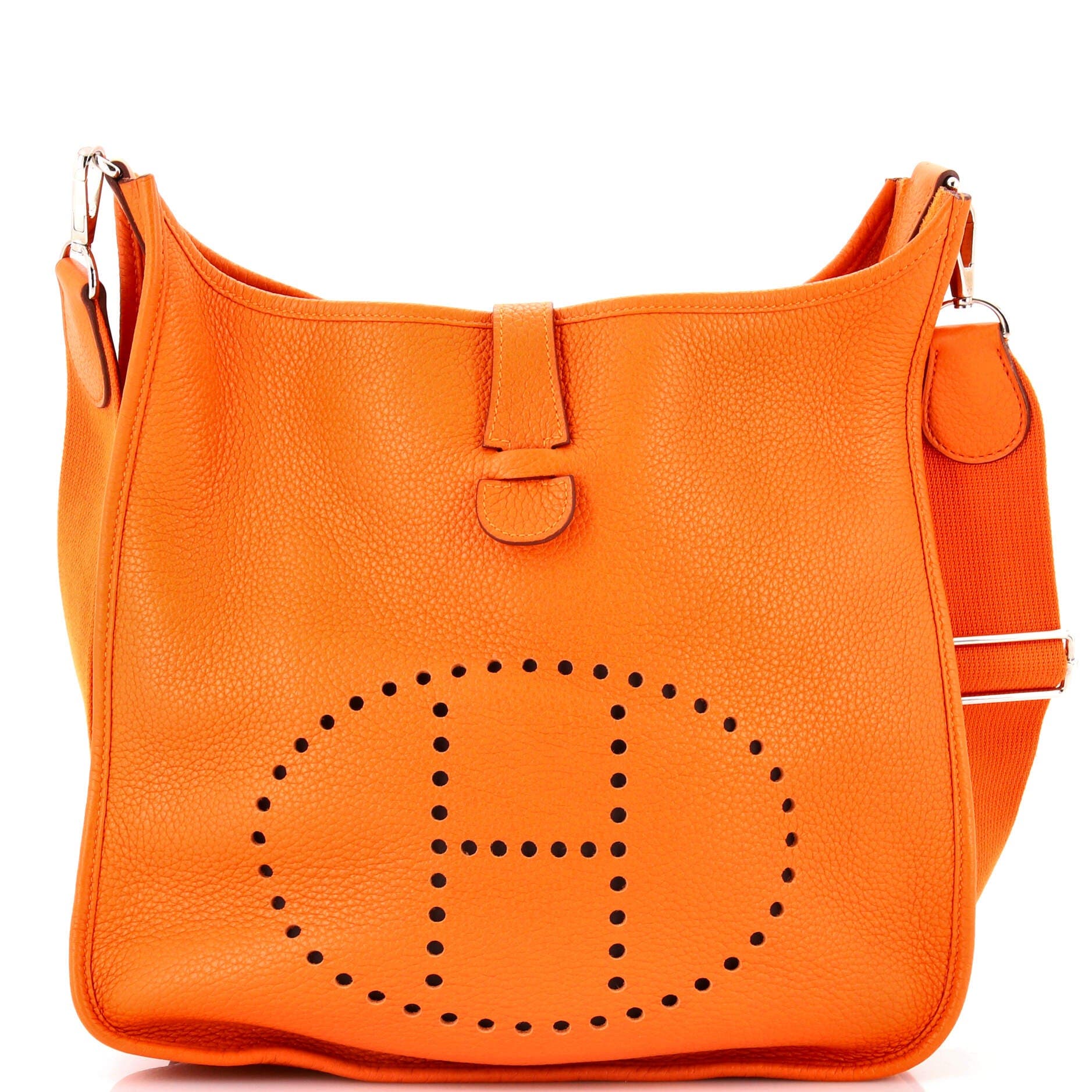 Pre-Owned Hermes Evelyne Bag Gen III Clemence GM, Main, color, Orange H