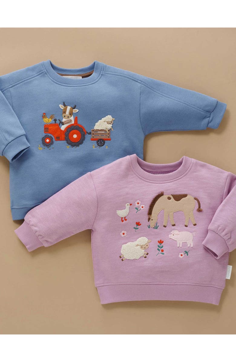 Purebaby Tractor Sweater, Alternate, color, Bluestone