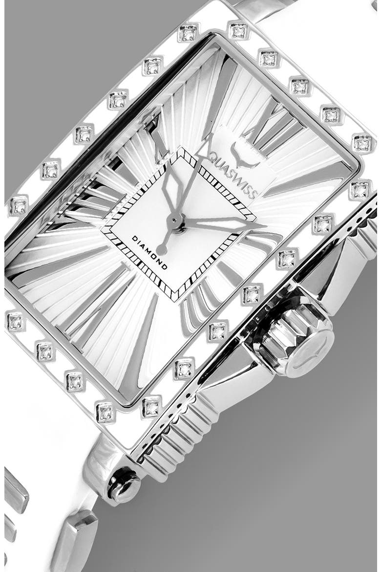Grace Silicone Strap Diamond Watch, 58mm, Alternate, color, WHITE