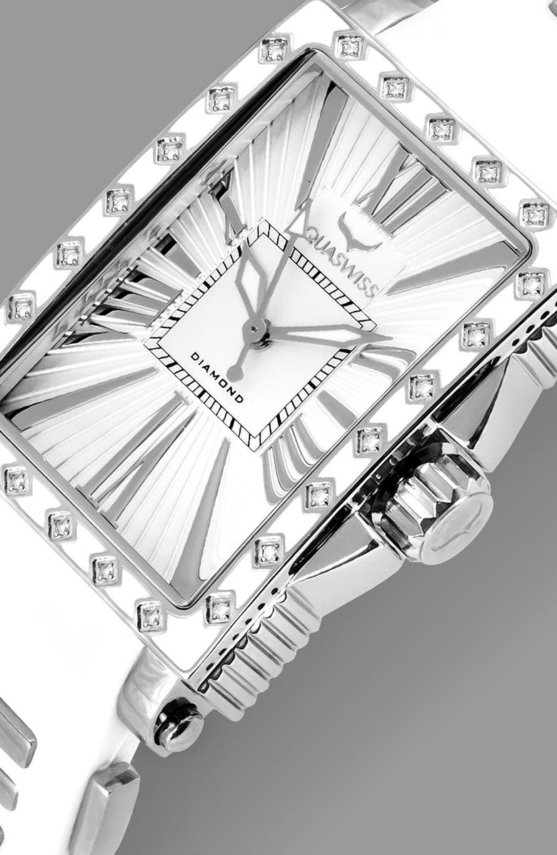 AQUASWISS Grace Silicone Strap Diamond Watch, 58mm, Alternate, color, White