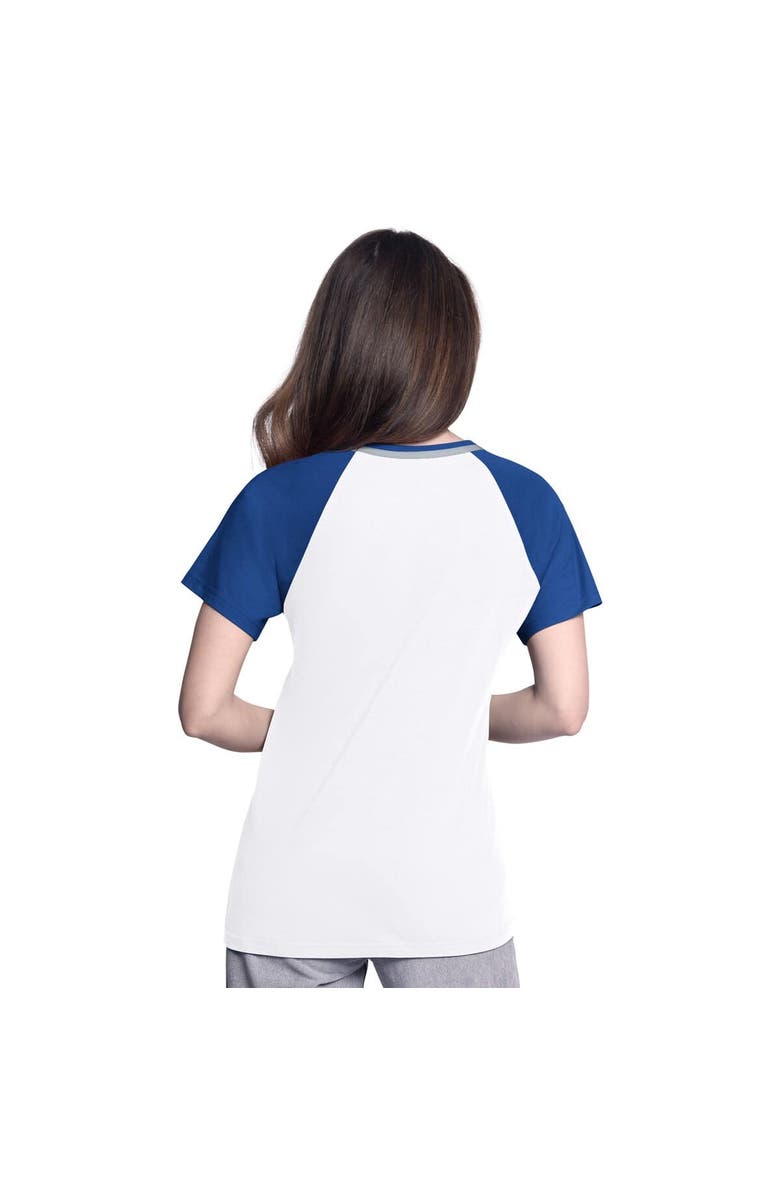 G-III 4HER BY CARL BANKS Women's G-III 4Her by Carl Banks  White/Royal Los Angeles Dodgers Ball Park Raglan V-Neck T-Shirt, Alternate, color, White