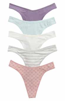 NORDSTROM RACK Assorted 5-Pack Stretch Cotton Thongs