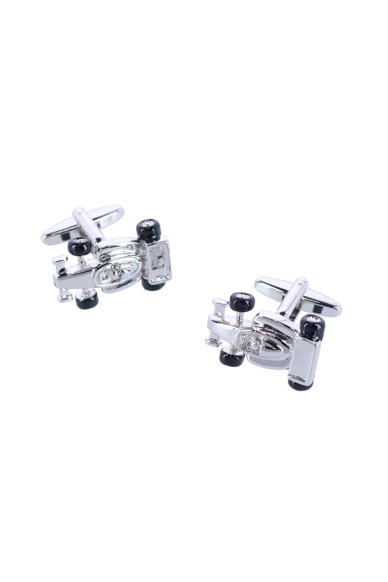 Finish Line Racecar Novelty Cufflinks, Main, color, Silver