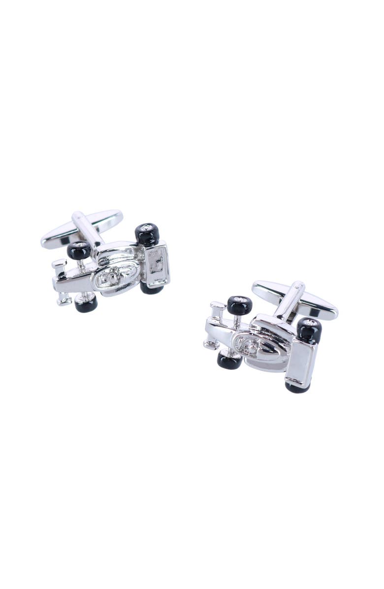 Trafalgar Finish Line Racecar Novelty Cufflinks, Main, color, Silver