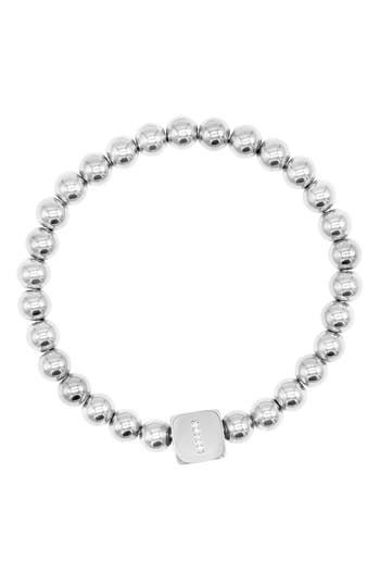 Adornia Crystal Initial Stretch Bracelet In Silver-i