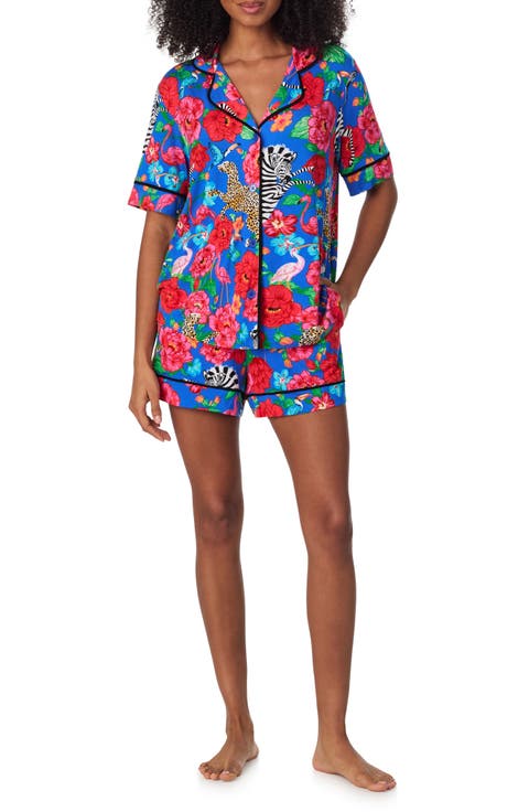 Contrast Piping Shorts Pajamas