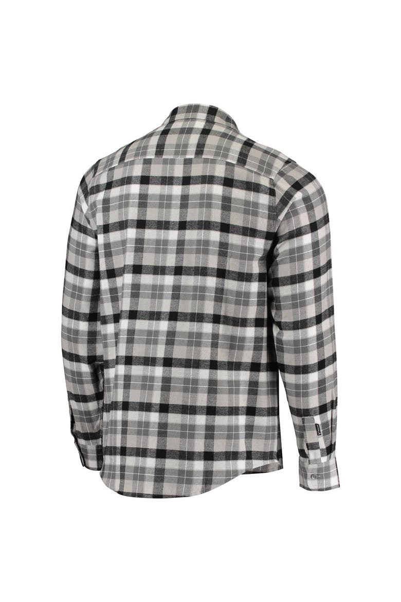 Men's Antigua Black/Gray Philadelphia Flyers Ease Plaid Button-Up Long Sleeve Shirt, Alternate, color, Black